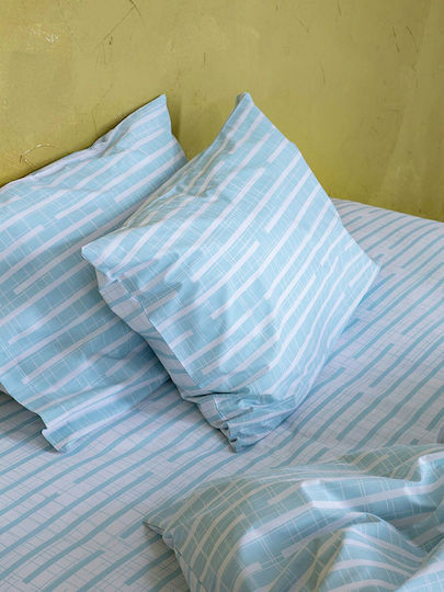 Nima Bettwäsche-Set Überdoppel mit Gummiband 160x200+32cm. Evenness Blue 4Stück