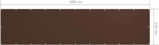 vidaXL Rectangular Shade Divider Brown With Hoop & with PU Coating 1.2x5m made of Oxford fabric