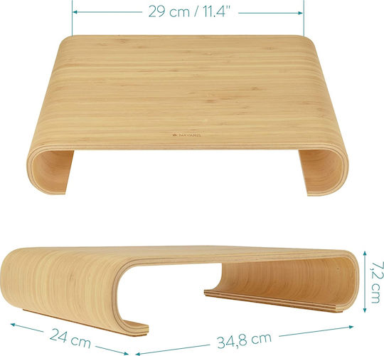Navaris Wood Bamboo Desktop Stand Monitor Brown