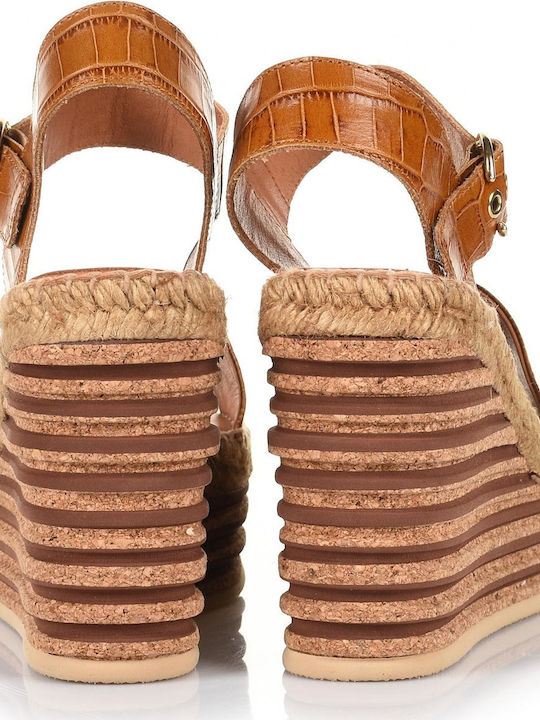 Women's Leather Platform Shoes Tabac Brown