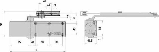 Cisa D1510 Μηχανισμός Επαναφοράς Πόρτας Ασημί