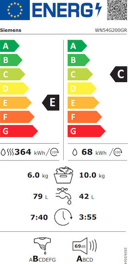 Siemens Πλυντήριο-Στεγνωτήριο Ρούχων 10kg/6kg Ατμού 1400 Στροφές