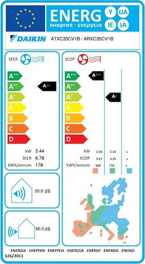 Daikin Siesta ATXC-C Климатици Инвертор 12000 BTU A++/A+ с Автоматично Превключване Между Охлаждане/Отопление