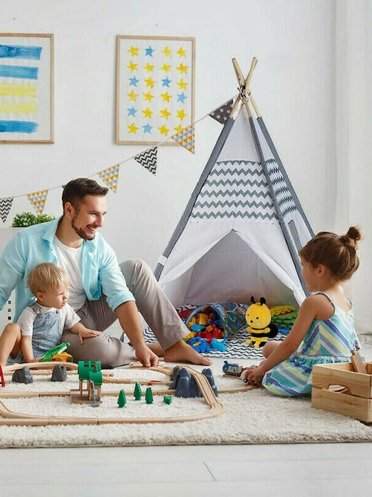 Relaxdays Cort de joc pentru copii Indian Alb pentru 3+ ani