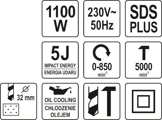 Yato Κρουστικό Σκαπτικό Πιστολέτο Ρεύματος 1100W με Υποδοχή SDS Plus YT-82123