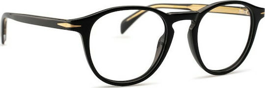 David Beckham Plastic Eyeglass Frame Black DB 1018 807