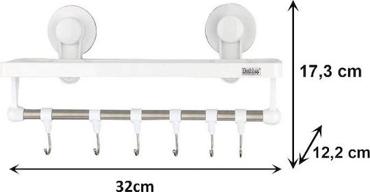 Bathlux 30136 Άγκιστρο Μπάνιου 6 Θέσεων με Βεντούζα ​32x11.7cm Λευκό