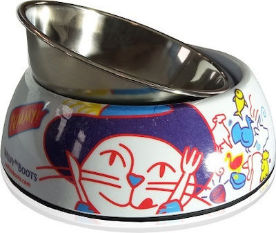 Pet Interest Deluxe Dual Metal Cat Bowl for Food & Water Multicolour Welfy 200ml