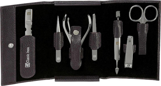 Zwilling J.A. Henckels Manicure / Pedicure Set Neat's Leather Case, Purple, 7 Pc Classic Inox 97646-008