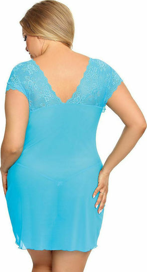 Anais Apparel Ofeely Sexy Set mit Robe Chemise Plus Size Türkis