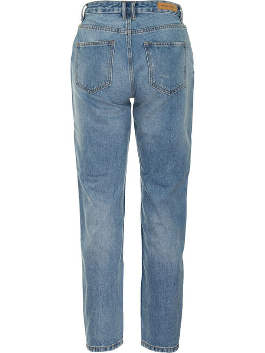 Ψηλόμεσο Γυναικείο Jean Παντελόνι σε Mom Εφαρμογή Light Blue