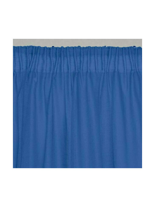Lino Home Curtain with Pencil Pleat Line 604 Blue 300x295cm