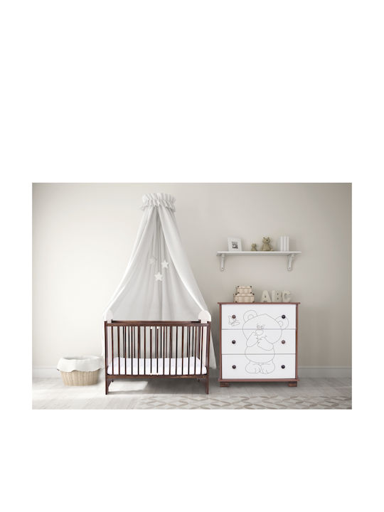 Drewex Bear & Butterfly Nursery Furniture Set with Bed & Nursery Drawer White / Brown DR401K