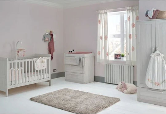 Mamas & Papas Atlas Nimbus Baby-Möbel-Set mit Bett, Kinderzimmer-Schublade & Chaniging Tisch Weiß