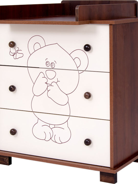 Drewex Bear & Butterfly Комплекти бебешки мебели с Креват и Комод Бял / Кафяв DR401K