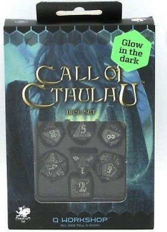 Q Workshop Call of Cthulhu Dice Set Dice Black & White (Glow in the Dark) SCTH19