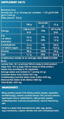 Biotech USA Iso Whey Zero Natural Whey Protein Gluten & Lactose Free with Flavor Vanilla Cinnamon 500gr