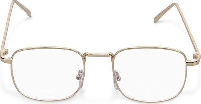 kw Navaris Retro Square Screen Protection Glasses in Gold Color