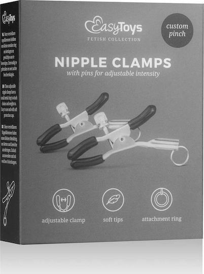Easytoys Screw Clamps with Attachment Ring Σφιγκτήρες Θηλών σε Μαύρο Χρώμα