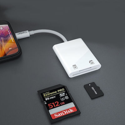 Earldom ET-OT47 Card Reader Lightning για SD/microSD Λευκό