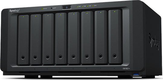 Synology DiskStation DS1821+ NAS Tower with 8 slots for HDD/M.2/SSD and 4 Ethernet ports