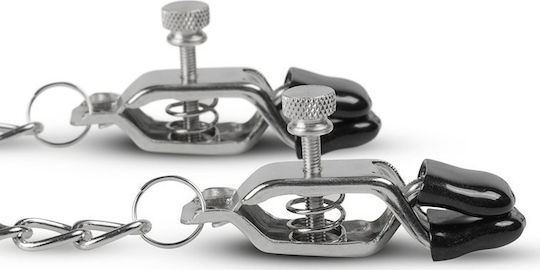 Easytoys Big Nipple Clamps with Chain Nipple Clamps in Silver Color