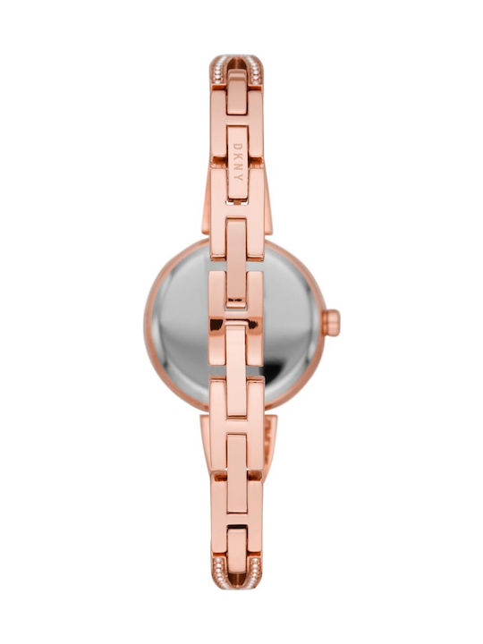 DKNY Crosswalk Watch with Metal Bracelet Pink Gold