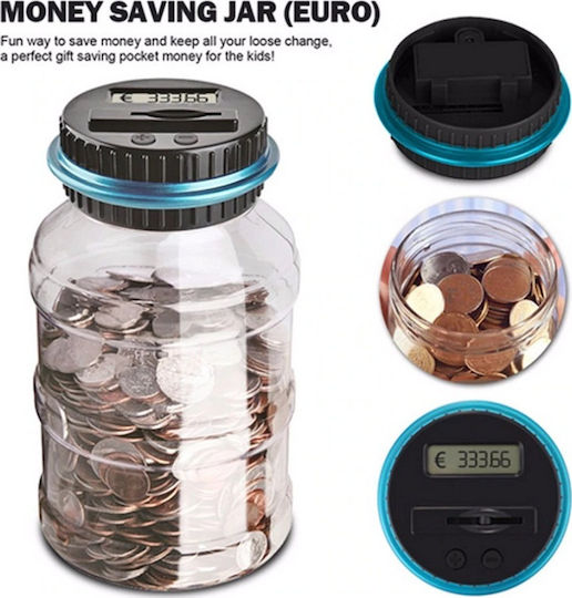 With Coin Counter Money Box Plastic Transparent 12x12x21.8cm
