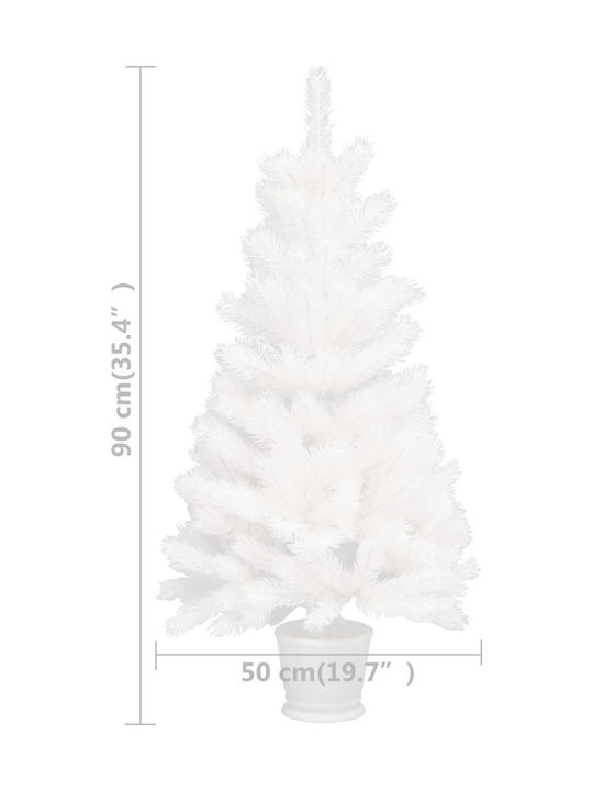 Christmas White Tree with Flowerpot Base and Built in Branches H90cm