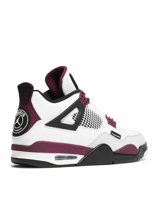 Air  4 Retro PSG Boots White / Black / Metallic Gold / Bordeaux