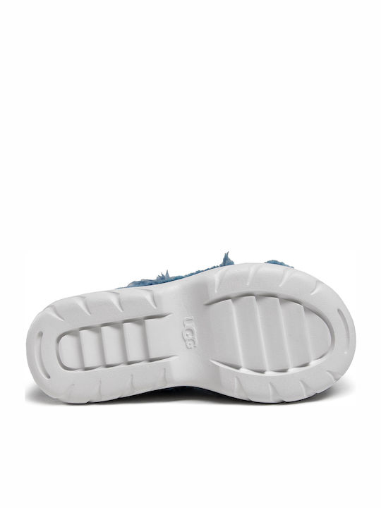 Fluff Sugar Women's Flat Sandals Flatforms in Blue Color