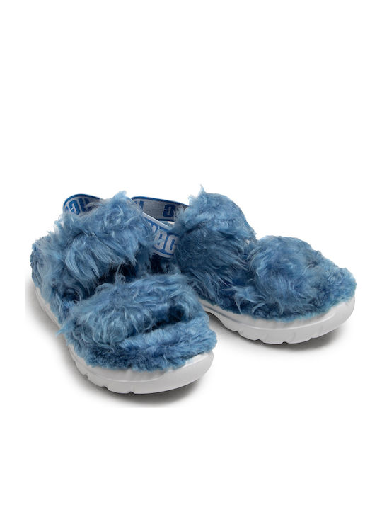 Fluff Sugar Women's Flat Sandals Flatforms in Blue Color