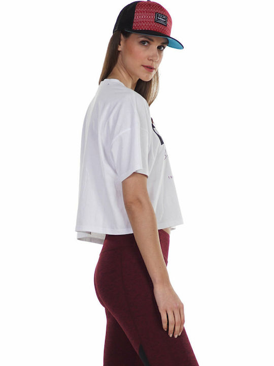 Γυναικείο Αθλητικό Crop Top Κοντομάνικο Λευκό
