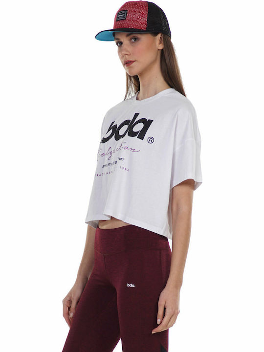 Γυναικείο Αθλητικό Crop Top Κοντομάνικο Λευκό