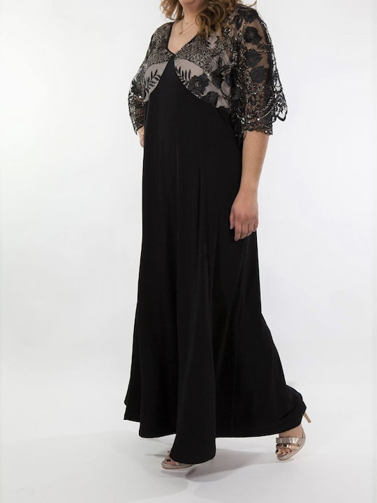 Evening dress with transparency and sequin black MOMO 10191826036