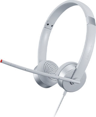 Lenovo 100 Stereo Auf dem Ohr Multimedia-Headsets mit Mikrofon und Verbindung 3,5 mm Klinke in Weiß Farbe