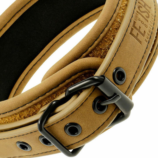 Fetish Submissive Collar With Leash Collar in Brown Color