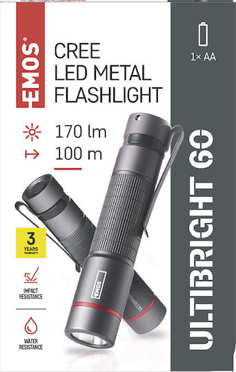 Emos Taschenlampe LED IP65 mit maximaler Helligkeit 170lm Ultibright 60 Grau