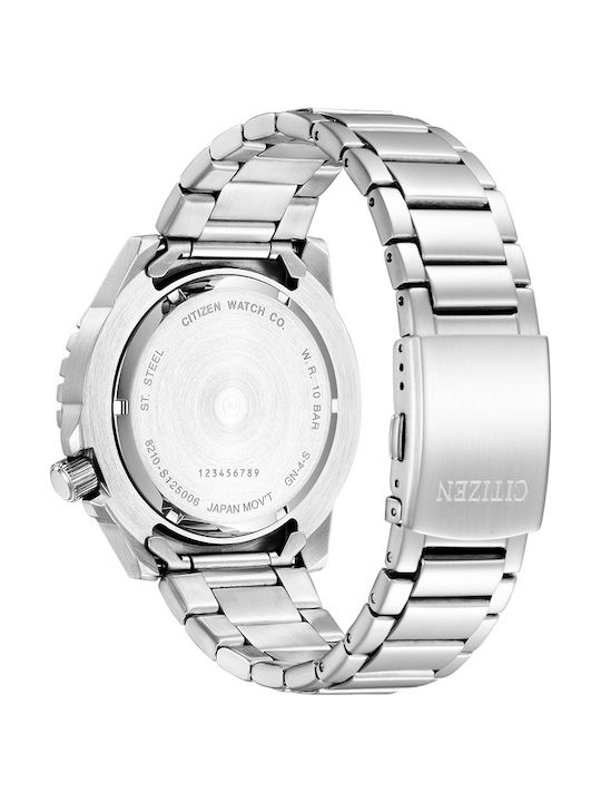 Citizen Promaster Ανδρικό Ρολόι 46mm Αυτόματο με Ασημί Μεταλλικό Μπρασελέ