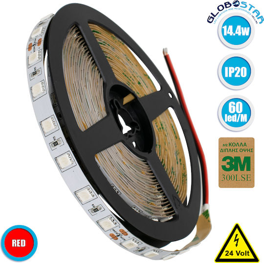 GloboStar LED Лента 24V Червено Светлина 5м Тип SMD5050