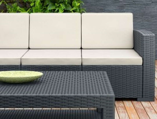 Zita Plus Μαξιλάρι Καρέκλας Κήπου με Πλάτη Monaco Λευκό 58x58εκ.