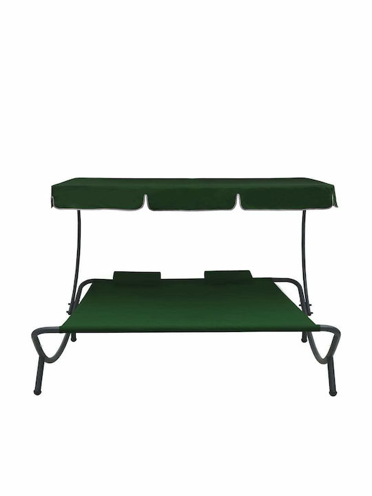 Liegestuhl-Bett Doppel Metall mit Kissen & Sonnenschirm 200x173x135cm.