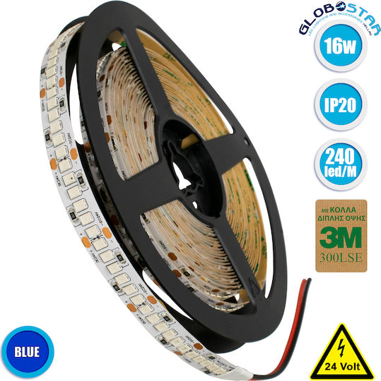 GloboStar LED Strip 24V Blue Light 5m Type SMD2835