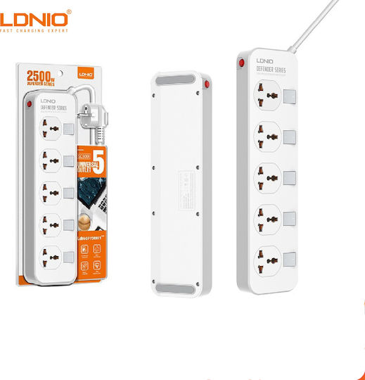 Ldnio Power Strip with Surge Protection 5 Positions with Switch and Cable 2m