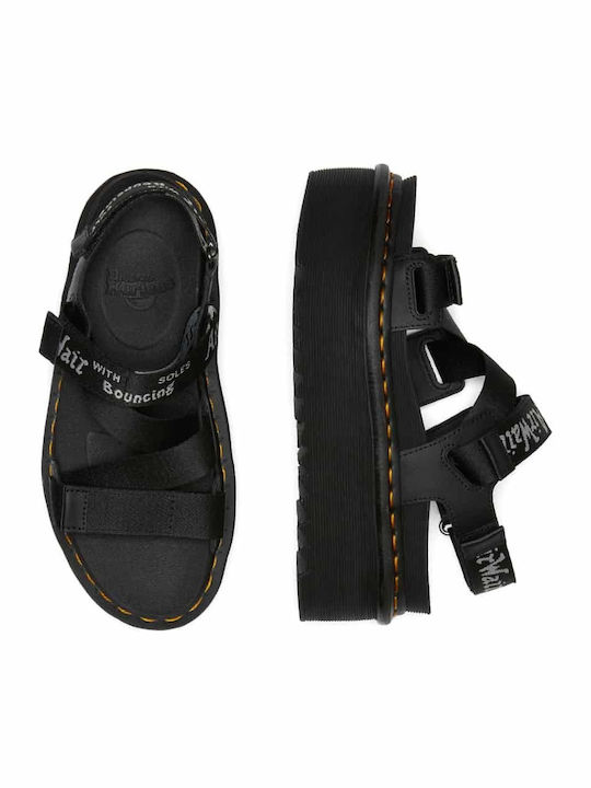 Kimber Leather Women's Flat Sandals Flatforms in Black Color
