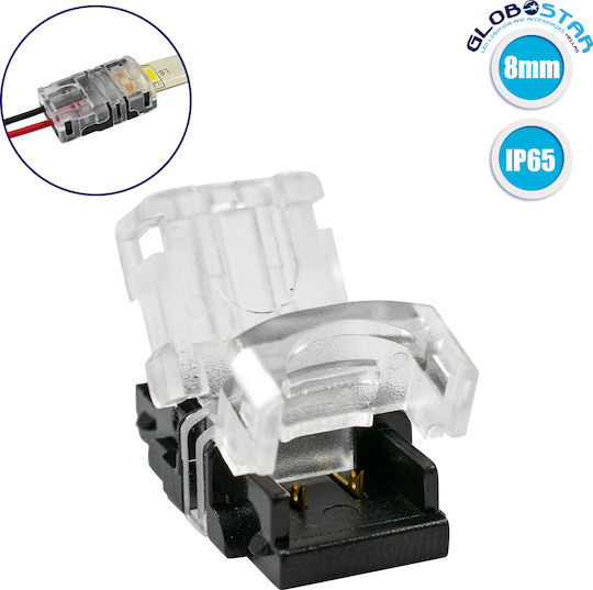 GloboStar Connector for LED Strips Strip To Cable for Connecting 1 Single Color Waterproof LED Strip of 8mm Width & 1 Power Cable 50pcs 70716