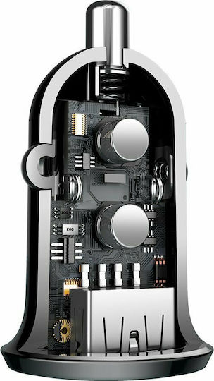 Baseus Grain Pro Car Charger 4.8A with Ports: 2xUSB Black Color