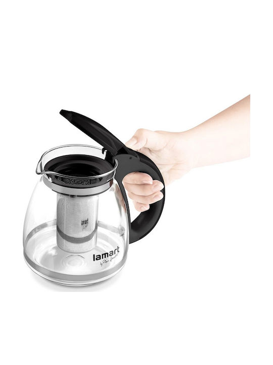 Lamart Kettle with Filter Glass Black 1500ml 1pcs