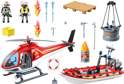 Παιχνιδολαμπάδα City Life Πυροσβεστικό Σκάφος και Ελικόπτερο για 4+ Ετών Playmobil