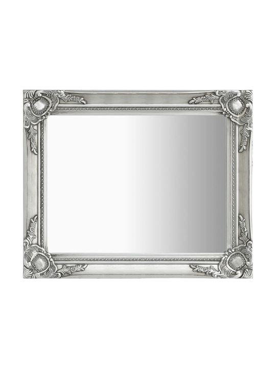 vidaXL Wall Mirror with Silver Wooden Frame 60x50cm 1pcs